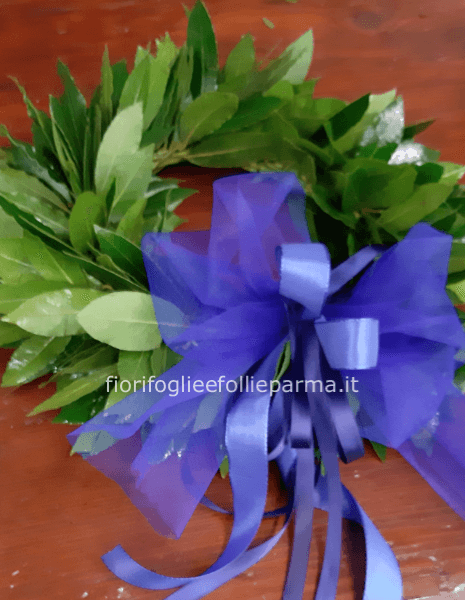 CORONCINA DI ALLORO CON COCCARDA DEL COLORE A SCELTA